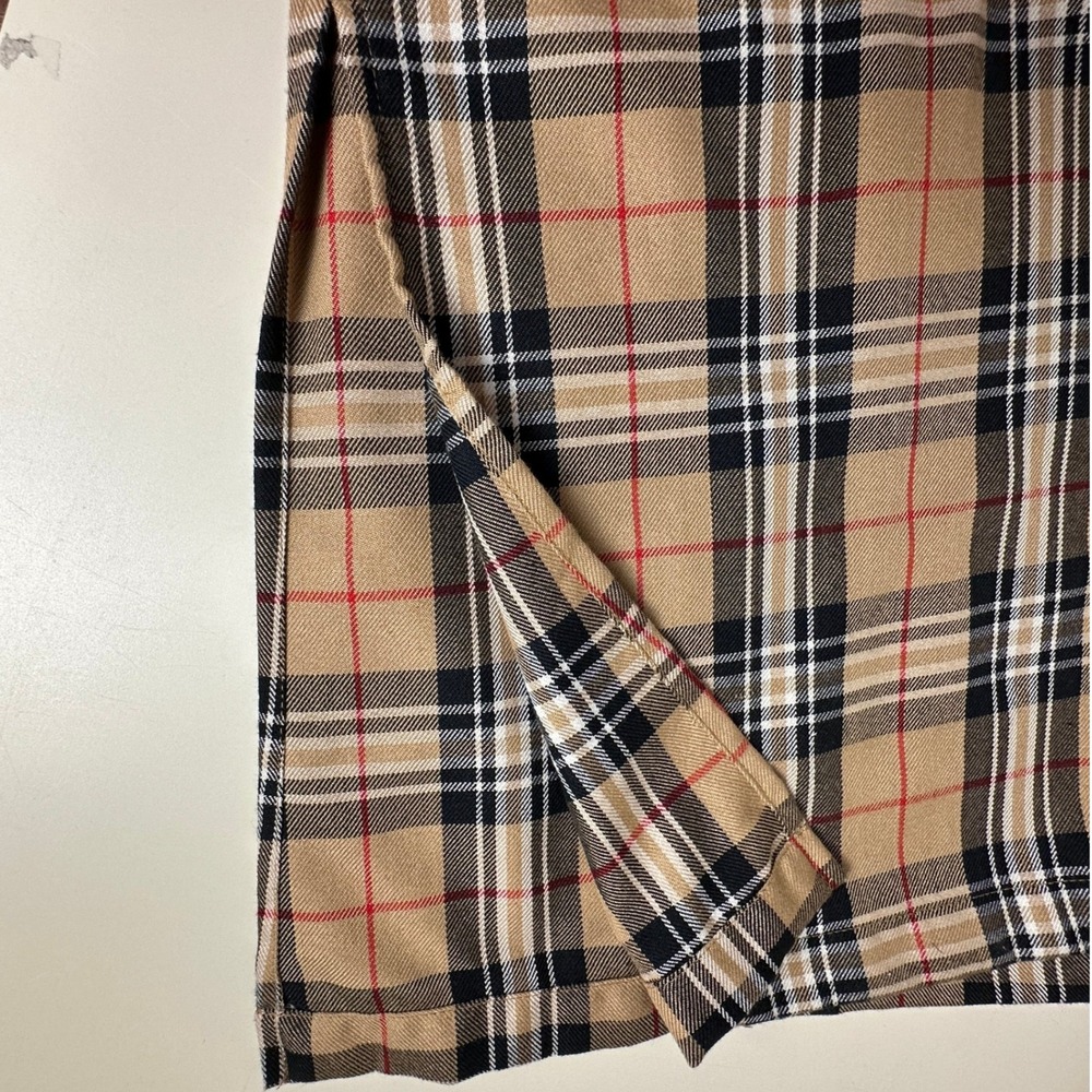 Vintage 90s Erika Studio‎ Plaid Jumper Dress Tan Black Sleeveless Midi Slit - Picture 10 of 10